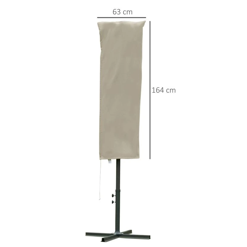 Outsunny Cantilever Umbrella Cover UV Protector With Rod & Zipper - Beige - 84D-102CF - Image 8
