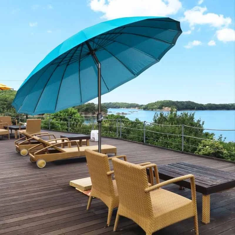 Outsunny Garden Parasol With Tilt Crank - Blue - 84D-103BU - Image 3