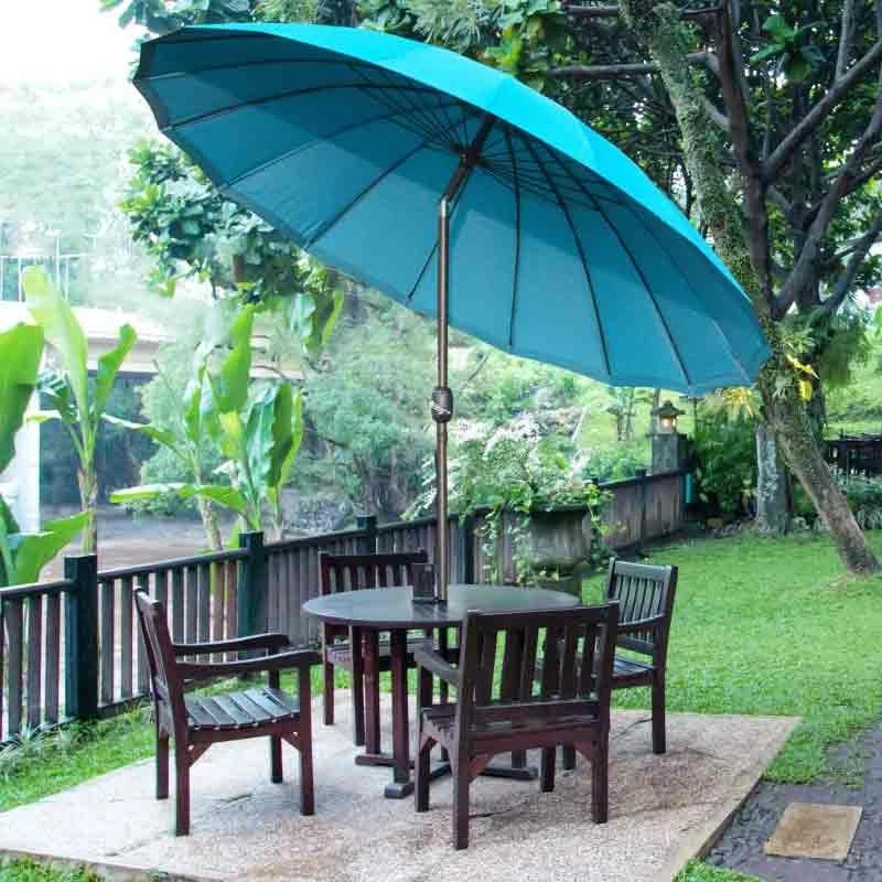 Outsunny Garden Parasol With Tilt Crank - Blue - 84D-103BU - Image 2
