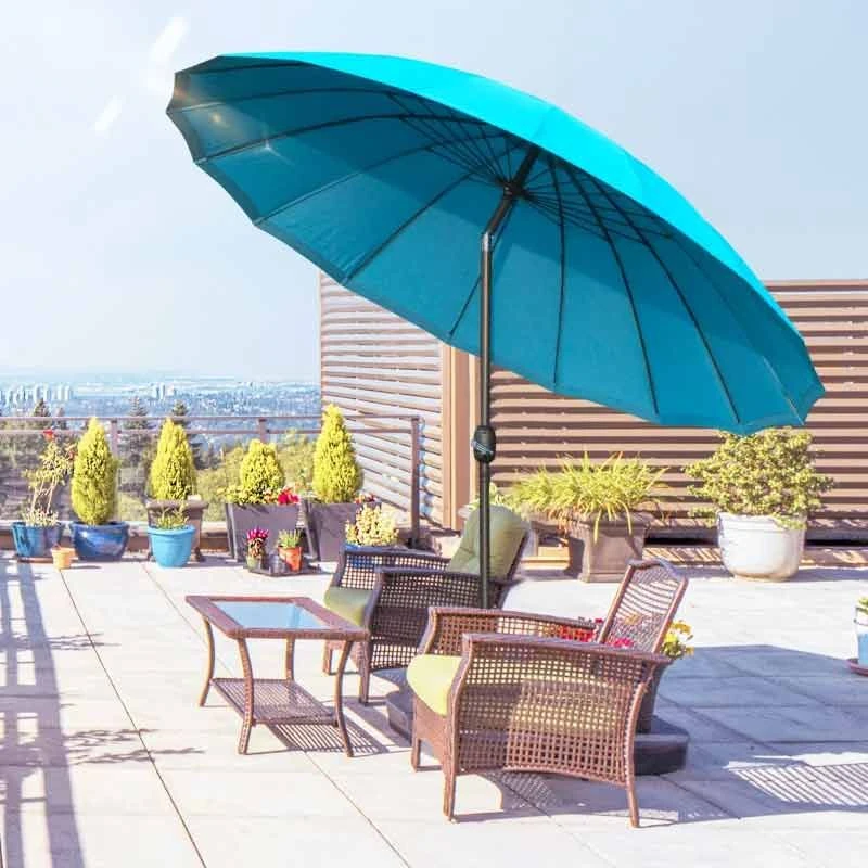 Outsunny Garden Parasol With Tilt Crank - Blue - 84D-103BU