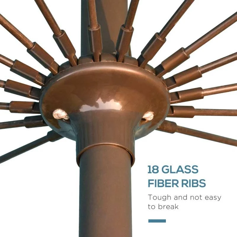 Outsunny Garden Parasol With Tilt Crank - Blue - 84D-103BU - Image 9