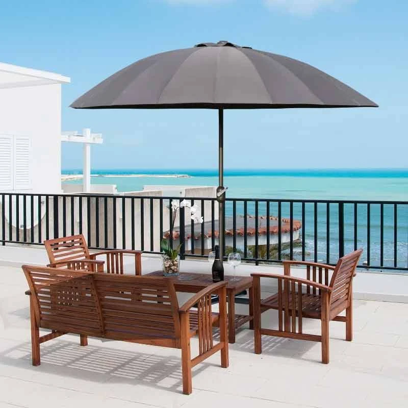 Outsunny Garden Parasol With Tilt Crank - Dark Grey - 84D-103CG