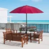 Outsunny Garden Parasol With 18 Sturdy Ribs & Push Button Tilt Crank - Wine Red - 84D-103WR