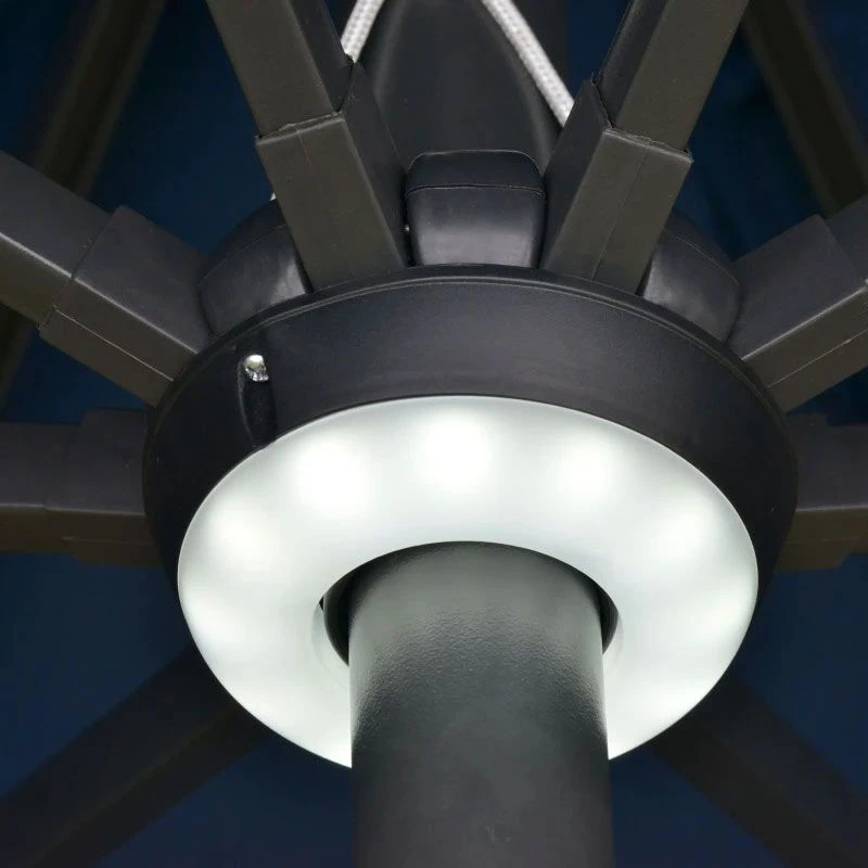 Outsunny 2.7m Garden Parasol Sun Umbrella With LED Solar Light - Blue - 84D-105NU - Image 4