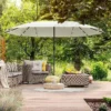 Outsunny 4.4m Double-Sided Sun Parasol LED Solar Lights - Cream White - 84D-106CW