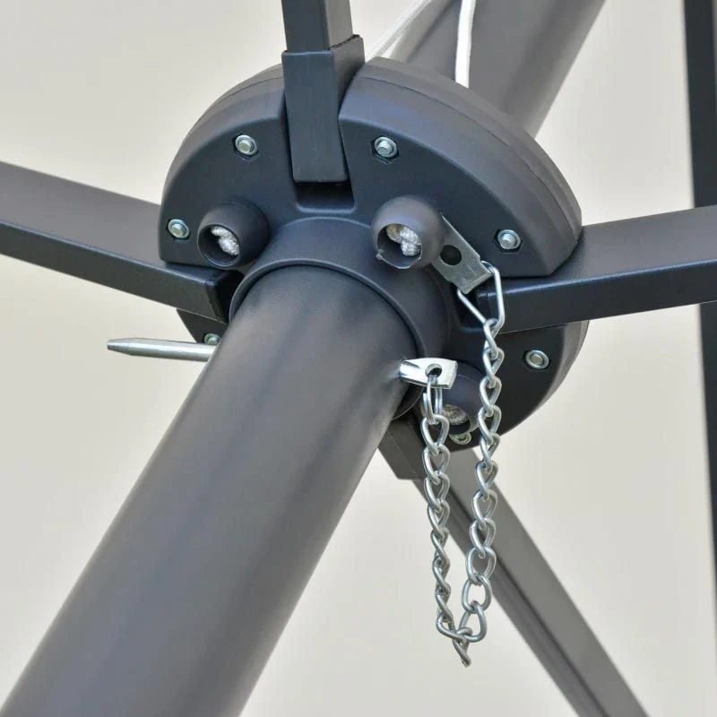 Outsunny 4.4m Double-Sided Sun Parasol LED Solar Lights - Cream White - 84D-106CW - Image 4