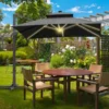 Outsunny 3 X 3m Aluminium Sun Square Canopy With Adjustable Pole - Dark Grey - 84D-108CG