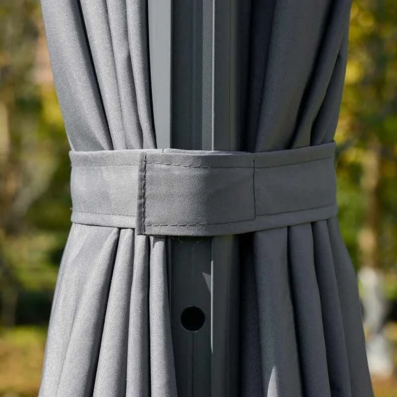 Outsunny 3m Solar LED Cantilever Adjustable Parasol With Base - Light Grey - 84D-110GY - Image 5