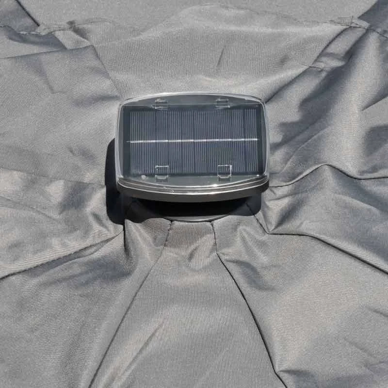 Outsunny 3m Solar LED Cantilever Adjustable Parasol With Base - Light Grey - 84D-110GY - Image 4