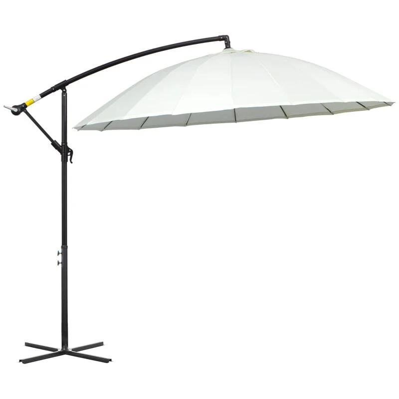 Outsunny 3m Cantilever Umbrella 18 Ribs & Vents Adjustable Angle - Cream White - 84D-118CW - Image 2