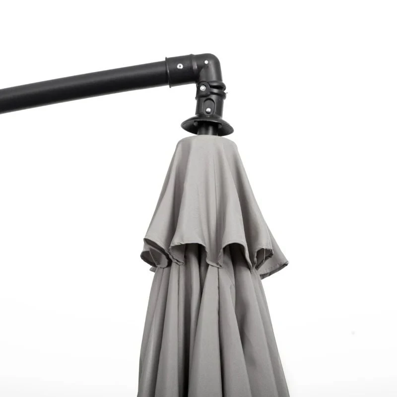 Outsunny 3m Cantilever Umbrella 18 Ribs & Vents Adjustable Angle - Light Grey - 84D-118GY - Image 7