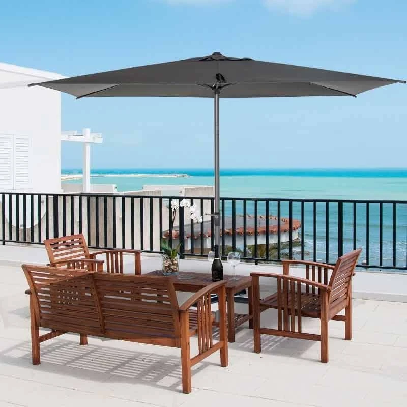Outsunny 3 X 2m Patio Parasol With Tilt Crank Adjustable Angle - Grey - 84D-126CG