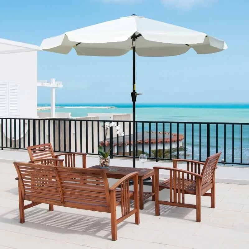 Outsunny 2.66m Patio Parasol With 8 Sturdy Ribs - Cream White - 84D-157 - Image 10