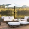 Outsunny 2.66m Patio Parasol With 8 Sturdy Ribs - Cream White - 84D-157