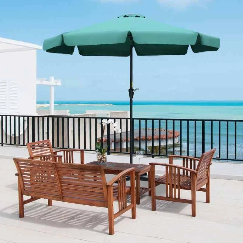 Outsunny 2.66m Patio Parasol With 8 Sturdy Ribs - Green - 84D-157GN