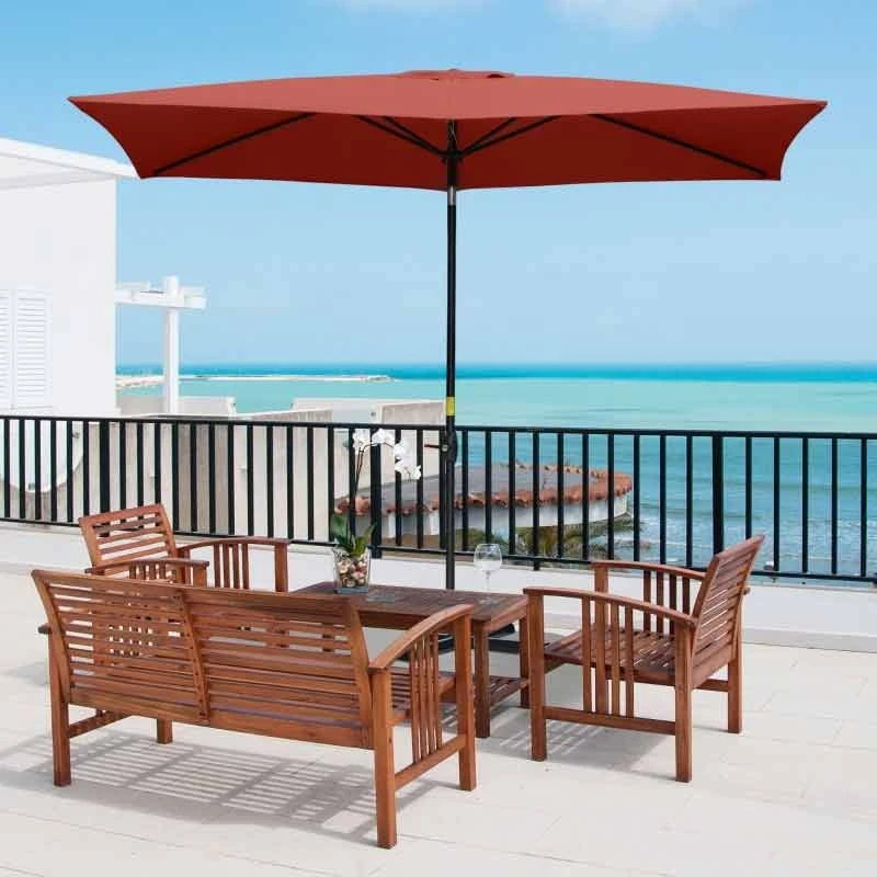 Outsunny 2 X 3m Rectangular Patio Parasol With Crank & Push Button Tilt - Wine Red - 84D-158WR - Image 10