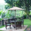 Outsunny 1.96m Patio Parasol With 6 Sturdy Ribs - Cream White - 84D-159