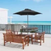 Outsunny 1.96m Patio Parasol With 6 Sturdy Ribs - Black - 84D-159BK
