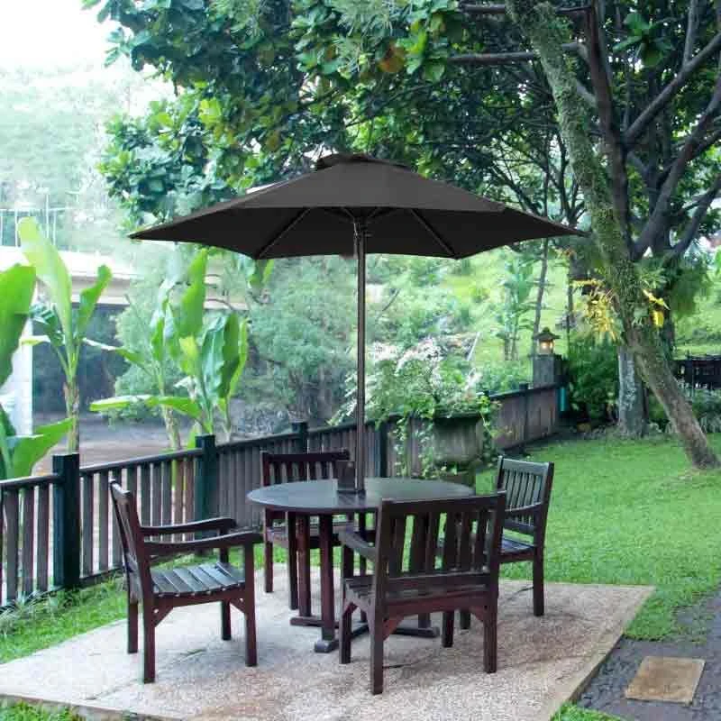 Outsunny 1.96m Patio Parasol With 6 Sturdy Ribs - Black - 84D-159BK - Image 3
