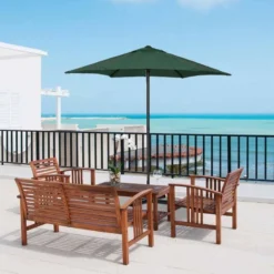 Outsunny 1.96m Patio Parasol With 6 Sturdy Ribs - Green - 84D-159GN