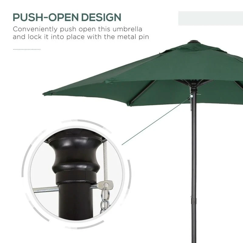 Outsunny 1.96m Patio Parasol With 6 Sturdy Ribs - Green - 84D-159GN - Image 7