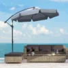 Outsunny 2.7m Banana Cantilever Parasol With Crank Handle And Cross Base - Dark Grey - 84D-161CG