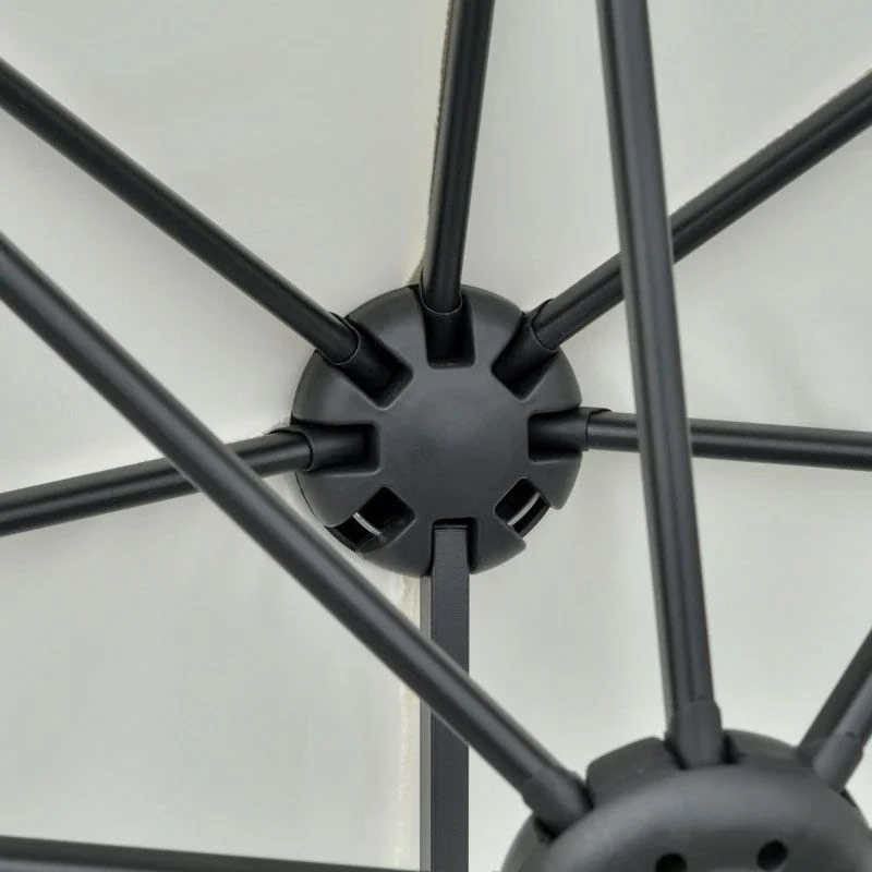 Outsunny 2m Half Balcony Parasol With Crank Handle & Base - Cream White - 84D-175CW - Image 4