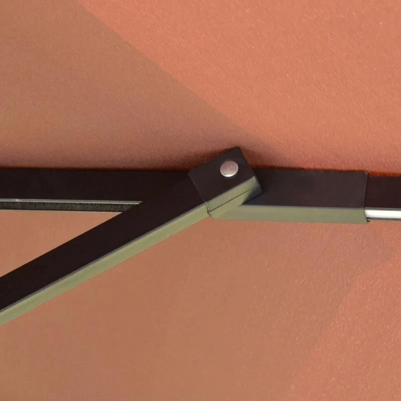 Outsunny 3m Cantilever Banana Parasol With LED Solar Lights, Crank, 8 Sturdy Ribs And Cross Base - Coffee - 84D-180CF - Image 5