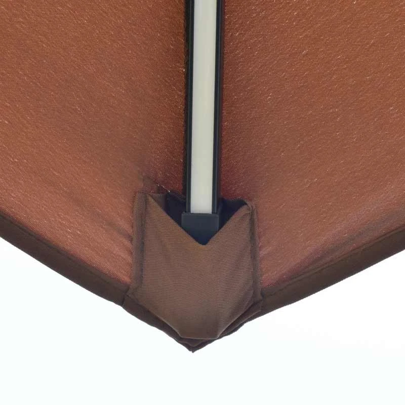 Outsunny 3m Cantilever Banana Parasol With LED Solar Lights, Crank, 8 Sturdy Ribs And Cross Base - Coffee - 84D-180CF - Image 4