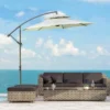 Outsunny 2.7m Banana Cantilever Parasol With Crank Handle And Cross Base - Beige - 84D-187BG