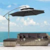 Outsunny 2.7m Banana Cantilever Parasol With Crank Handle And Cross Base - Dark Grey - 84D-187CG