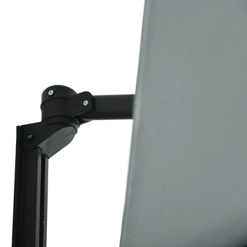 Outsunny Hand To Push Wall Mounted Parasol With 180° Rotatable Canopy - Grey - 84D-210V00GY - Image 3