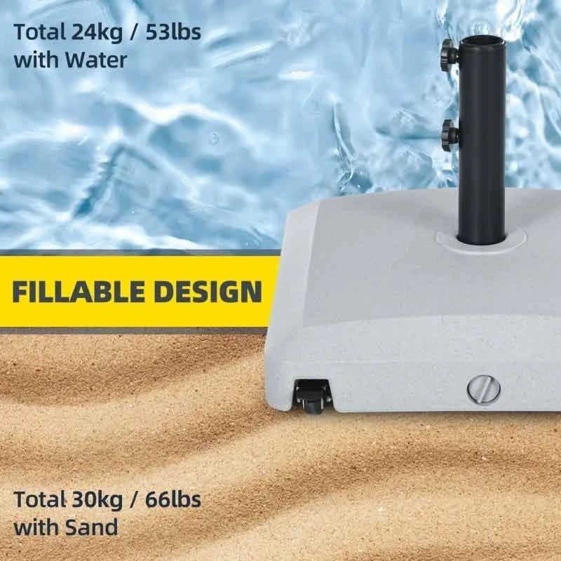 Outsunny Parasol Base With Wheels And Brakes - Grey - 84D-248V00LG - Image 8