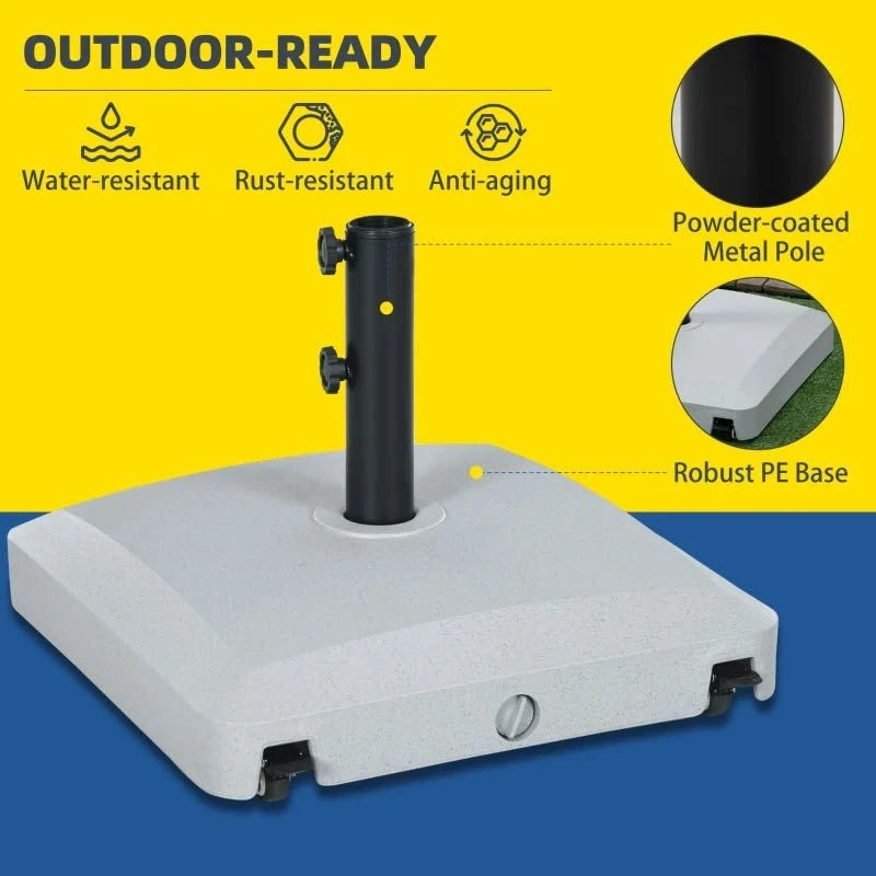 Outsunny Parasol Base With Wheels And Brakes - Grey - 84D-248V00LG - Image 5