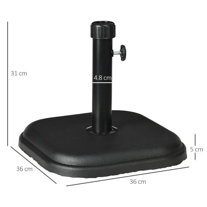 Outsunny 11kg Concrete Parasol Base Holder - Black - 84D-249V00BK - Image 9