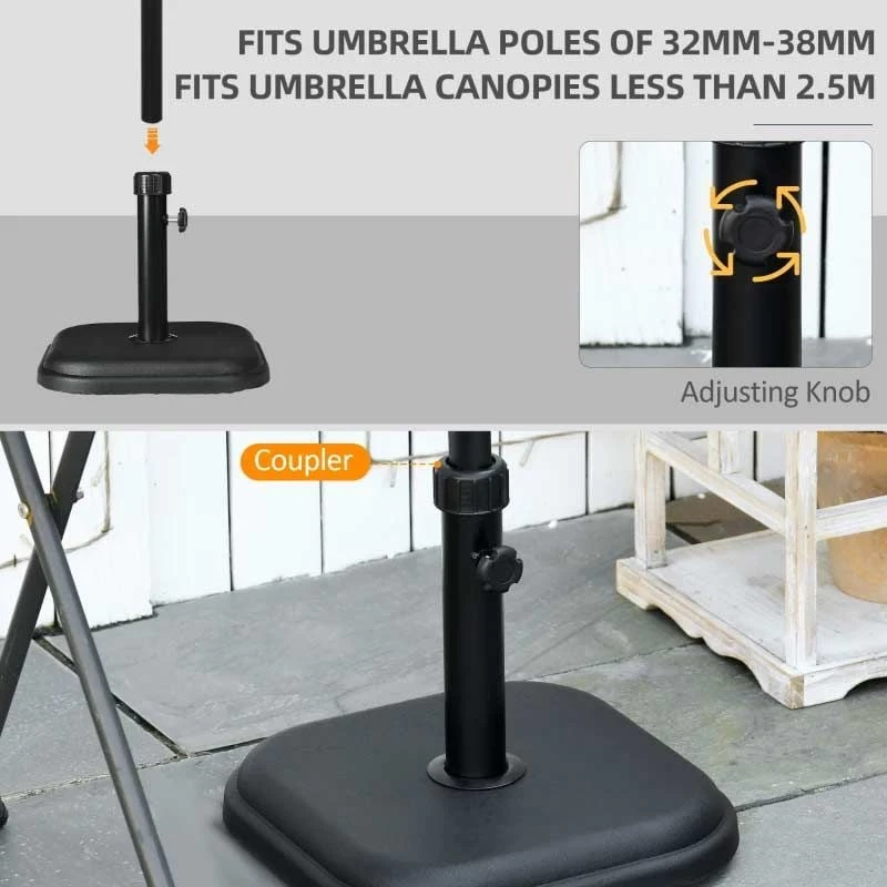 Outsunny 11kg Concrete Parasol Base Holder - Black - 84D-249V00BK - Image 7