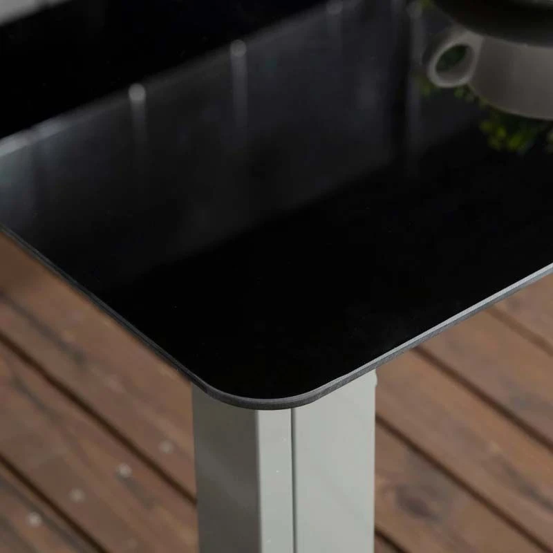 Outsunny 7 Piece Dining Table And Folding Reclining Chairs Set - Black - 84G-100V00BK - Image 9