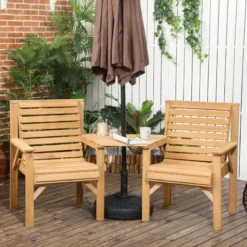 Outsunny 2 Seater Wooden Garden Bench With Table - Brown - 84G-144V00LR