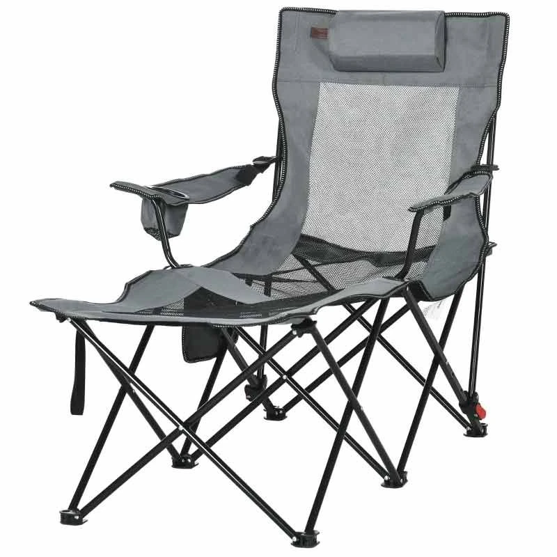 Outsunny Foldable Reclining Garden Chairs - Grey - 84G-152V00GY - Image 3