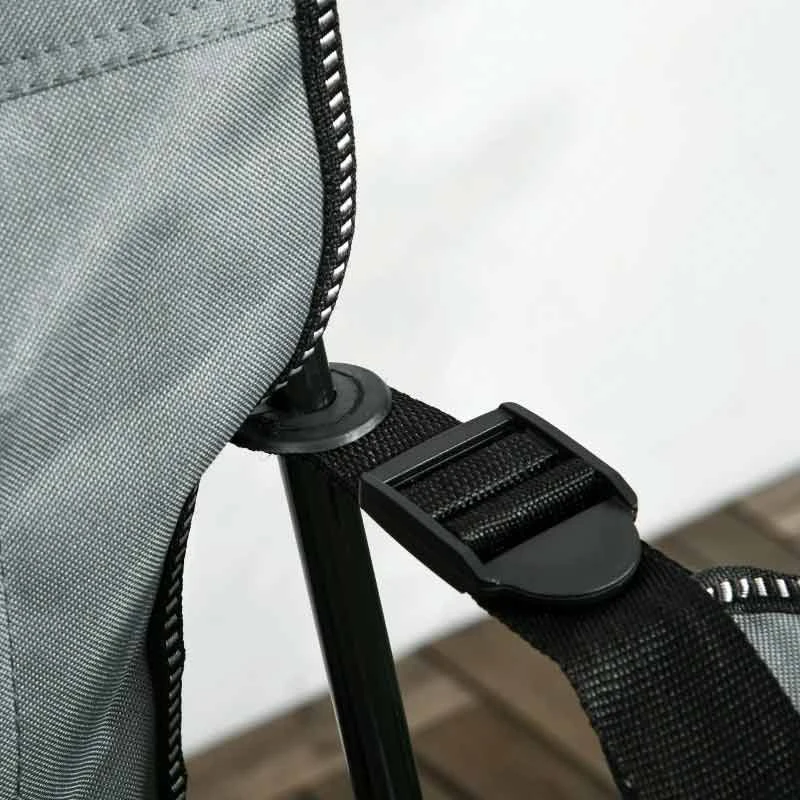 Outsunny Foldable Reclining Garden Chairs - Grey - 84G-152V00GY - Image 5