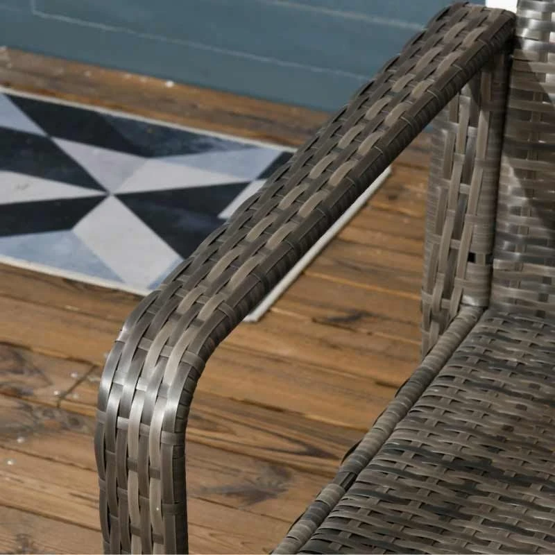 Outsunny 2-Seater PE Rattan Garden Set With Padded Chair Storage Table - Grey - 860-111V71GY - Image 5