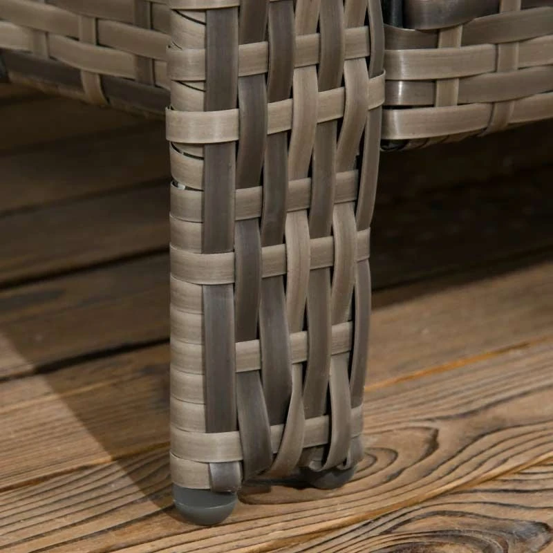 Outsunny 2-Seater PE Rattan Garden Set With Padded Chair Storage Table - Grey - 860-111V71GY - Image 4