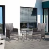 Outsunny 2 Seater Rattan Furniture Bistro Set Table Set Conservatory - Light Grey - 863-033LG
