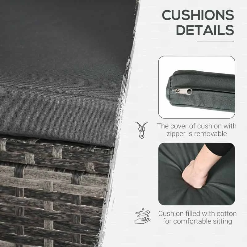 Outsunny 2 Seater Rattan Furniture Bistro Set Table Set Conservatory - Light Grey - 863-033LG - Image 7