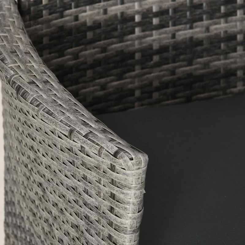 Outsunny 2 Seater Rattan Furniture Bistro Set Table Set Conservatory - Light Grey - 863-033LG - Image 5