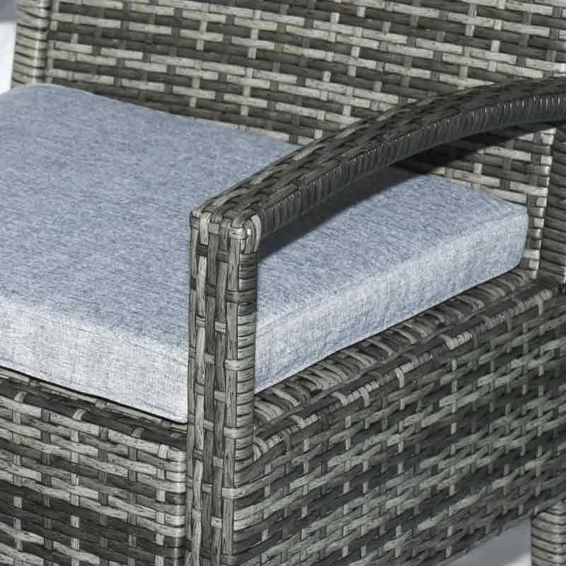 Outsunny 2 Seater Rattan Bistro With Cushion Wicker - Grey - 863-039GY - Image 4