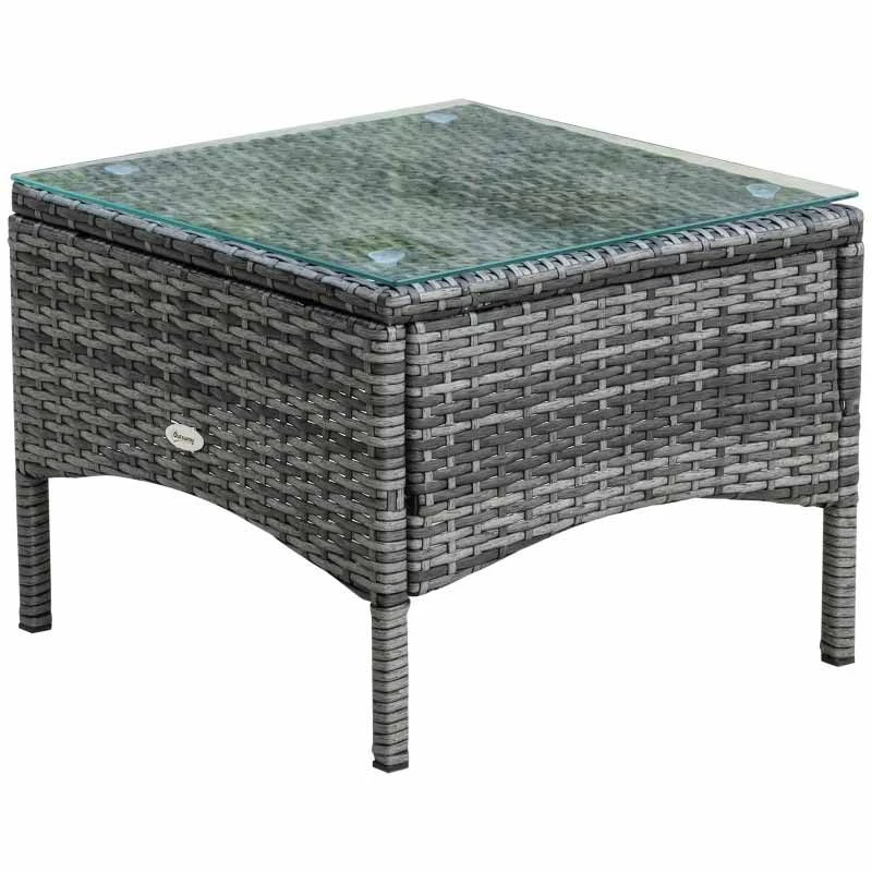 Outsunny 2 Seater Rattan Bistro With Cushion Wicker - Grey - 863-039GY - Image 3