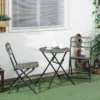 Outsunny 3 Piece Hand Woven Rattan Wicker Bistro Set With Easy Folding - Grey - 863-054V00GG