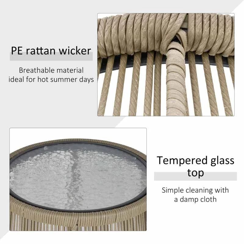 Outsunny 2 Seater Patio Coffee Table Set - Brown - 863-061V70GY - Image 6