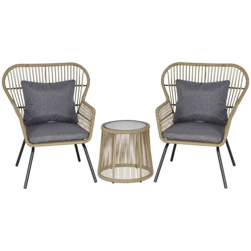 Outsunny 2 Seater Patio Coffee Table Set - Brown - 863-061V70GY - Image 10